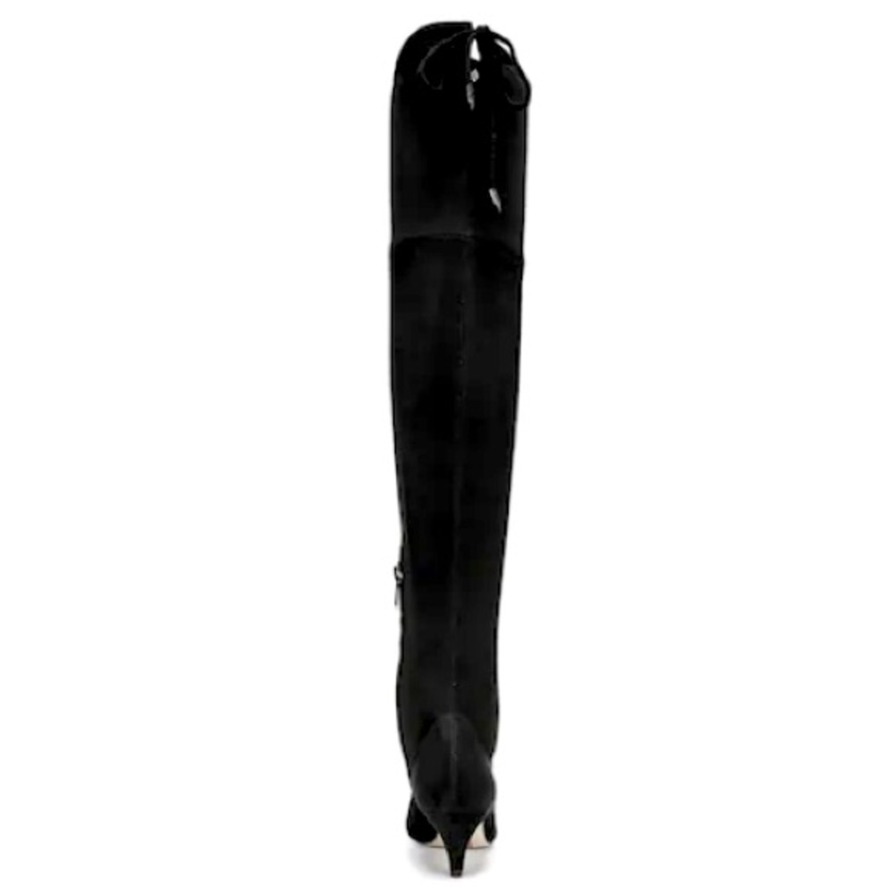 Sam Edelman Kristie Over The Knee Black Suede Kitten Heel Zip Up Point Toe Boots - Picture 7 of 16